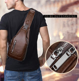 2017 new arrived Men's casual Shoulder PU leather Crossbody Bags travel Chest pack Messenger bag With USB Interface-MOCHILAS Y BOLSOS-FOREVER KRN