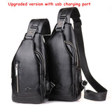 2017 new arrived Men's casual Shoulder PU leather Crossbody Bags travel Chest pack Messenger bag With USB Interface-MOCHILAS Y BOLSOS-FOREVER KRN