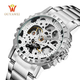 OUYAWEI Watches Men Top Brand Luxury Mechanical Hand Wind Watch Skeleton Wrist Watches Relogio Masculino Men Wristwatches 2017