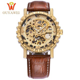 OUYAWEI Watches Men Top Brand Luxury Mechanical Hand Wind Watch Skeleton Wrist Watches Relogio Masculino Men Wristwatches 2017