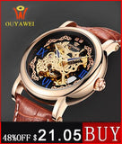 OUYAWEI Watches Men Top Brand Luxury Mechanical Hand Wind Watch Skeleton Wrist Watches Relogio Masculino Men Wristwatches 2017