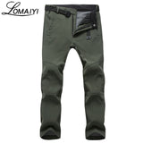 LOMAIYI Stretch Waterproof Casual Pants Men Winter Warm Fleece Shark Skin Trousers Male Black Sweatpants Men's Work Pants,AM054