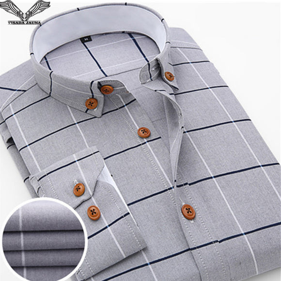 VISADA JAUNA 2017 New Arrival Men Shirt Casual Long Sleeve Plaid Formal Brand Clothing Business Shirts Man Chemise Homme N131-CAMISAS-FOREVER KRN