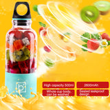 500ml Portable Juicer Cup USB Rechargeable Electric Automatic Bingo Vegetables Fruit Juice Maker Cup Blender Mixer Bottle-THERMO-FOREVER KRN