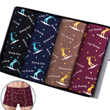 4pcs/lot High Quality Print Underwear Men Boxer Shorts Fashion Mid Waist U Convex Pouch Boxers Sexy Comfort Cueca Men Trunks-BOXER-FOREVER KRN