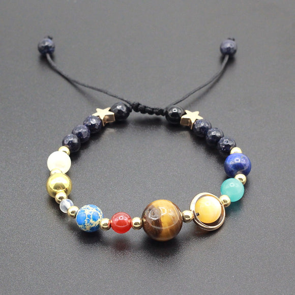 Universe Galaxy the Eight Planets in the Solar System Guardian Star Natural Stone Beads Bracelet Bangle for Women & Men Gift-BRACELETS-FOREVER KRN