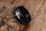 Vnox Separable Cross Ring for Men Woman Black Color Stainless Steel Cool Male Design Jewelry-ANILLOS-FOREVER KRN