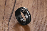 Vnox Separable Cross Ring for Men Woman Black Color Stainless Steel Cool Male Design Jewelry-ANILLOS-FOREVER KRN