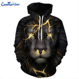 ConMotion Yellow Lightning Lion Print Men's Hooded Sweatshirt Hoodies-SUDADERAS-FOREVER KRN