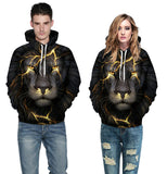 ConMotion Yellow Lightning Lion Print Men's Hooded Sweatshirt Hoodies-SUDADERAS-FOREVER KRN