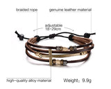 Vnox Leather Cross Bracelets & Bangles For Women Men Jewelry Size Adjustable Bohemia Rope Chain Leather Bracelet