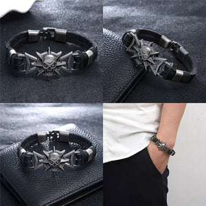 2017 Skeleton Skull Star Eye Punk Gothic Rock Leather Belt Buckle Bracelets For Women Men Bracelets & Bangles-BRACELETS-FOREVER KRN