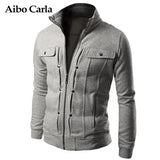 Mens Autumn Jackets Basic Coats Solid Color Male Casual Stand Collar bomber Jacket Slim Fit Zipper Cotton Outerwear coat 2018-SUETER-FOREVER KRN