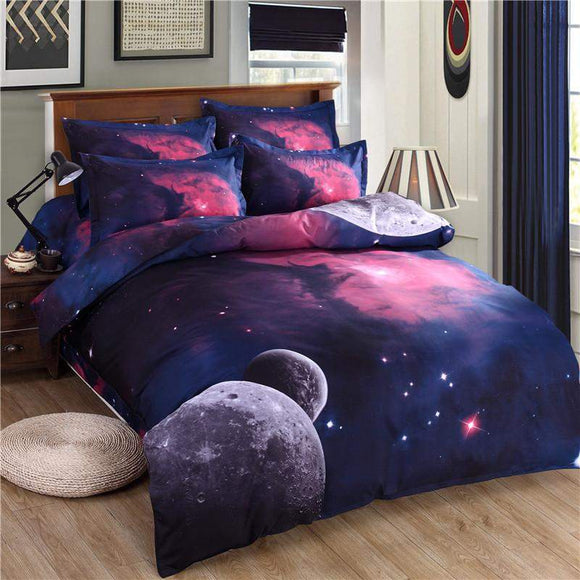 3d Galaxy Bedding Set Twin/Queen Universe Outer Space Themed pillowcase duvet cover flat Sheet 2PCS/3pcs/4pcs Duvet Cover Set-COBERTOR-FOREVER KRN