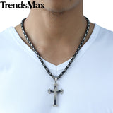 Trendsmax Mens Necklace Pendant Stainless Steel Chain 3 Layer Knight Cross Silver Gold Black Color KP179-KP180-COLLARES-FOREVER KRN