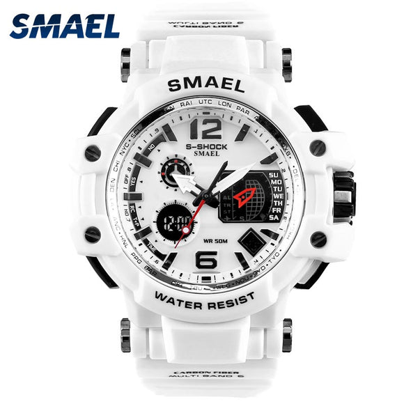 SMAEL Men Watches White Sport Watch LED Digital 50M Waterproof Casual Watch S Shock Male Clock 1509 relogios masculino Watch Man