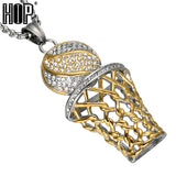 HIP Hop Iced Out Bling Full Rhinestone Men Basketball Pendants Necklaces Gold Stainless Steel Sports Necklace for Men Jewelry-COLLARES-FOREVER KRN