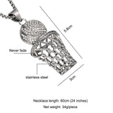 HIP Hop Iced Out Bling Full Rhinestone Men Basketball Pendants Necklaces Gold Stainless Steel Sports Necklace for Men Jewelry-COLLARES-FOREVER KRN