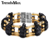 Trendsmax Biker Mens Bracelet 316L Stainless Steel Chain Wristband Punk Skulls Buddha Lion Motorcycle Link HBM66-BRACELETS-FOREVER KRN