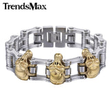 Trendsmax Biker Mens Bracelet 316L Stainless Steel Chain Wristband Punk Skulls Buddha Lion Motorcycle Link HBM66-BRACELETS-FOREVER KRN