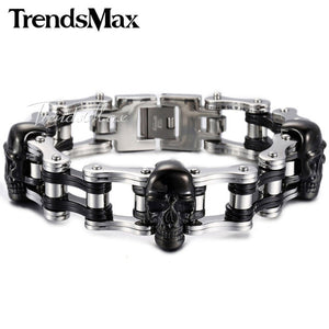 Trendsmax Biker Mens Bracelet 316L Stainless Steel Chain Wristband Punk Skulls Buddha Lion Motorcycle Link HBM66-BRACELETS-FOREVER KRN