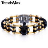 Trendsmax Biker Mens Bracelet 316L Stainless Steel Chain Wristband Punk Skulls Buddha Lion Motorcycle Link HBM66-BRACELETS-FOREVER KRN