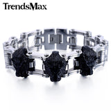 Trendsmax Biker Mens Bracelet 316L Stainless Steel Chain Wristband Punk Skulls Buddha Lion Motorcycle Link HBM66-BRACELETS-FOREVER KRN