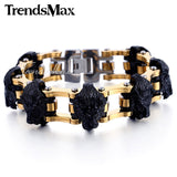 Trendsmax Biker Mens Bracelet 316L Stainless Steel Chain Wristband Punk Skulls Buddha Lion Motorcycle Link HBM66-BRACELETS-FOREVER KRN