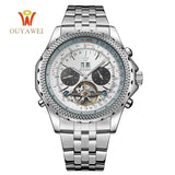 OUYAWEI Men Mechanical Watches Luxury Brand Automatic Gold Tourbillon Male Complete Calendar Clock Wrist Watch relogio masculino