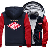 USA Size Spartak Moscow Logo Fashion Russian Premier League Coat Zipper Hoodie Winter Fleece Unisex Thicken Jacket Sweatshirts