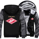 USA Size Spartak Moscow Logo Fashion Russian Premier League Coat Zipper Hoodie Winter Fleece Unisex Thicken Jacket Sweatshirts