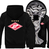 USA Size Spartak Moscow Logo Fashion Russian Premier League Coat Zipper Hoodie Winter Fleece Unisex Thicken Jacket Sweatshirts