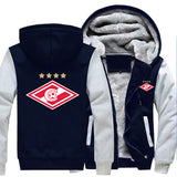 USA Size Spartak Moscow Logo Fashion Russian Premier League Coat Zipper Hoodie Winter Fleece Unisex Thicken Jacket Sweatshirts