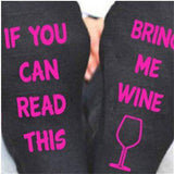 Custom wine socks If You can read this Bring Me a Glass of Wine Socks autumn spring fall 2017 new arrival-CALCETINES-FOREVER KRN