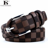 2017 fashionable mens belts pin buckle branded belts for men genuine leather black brown 3.5cm belt pants ceinture homme LJ027