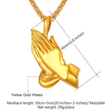 Praying Hands Necklace Anime Fashion Jewelry For Women/Men Gift Gold Color Chain Stainless Steel Praying Hands Necklace GP2355-FOREVER KRN