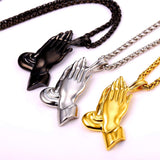 Praying Hands Necklace Anime Fashion Jewelry For Women/Men Gift Gold Color Chain Stainless Steel Praying Hands Necklace GP2355-FOREVER KRN