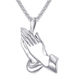 Praying Hands Necklace Anime Fashion Jewelry For Women/Men Gift Gold Color Chain Stainless Steel Praying Hands Necklace GP2355-FOREVER KRN