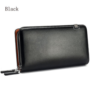 Luxury Wallets Double Zipper Leather Male Purse Business Men Long Wallet Designer Brand Mens Clutch Handy Bag carteira Masculina