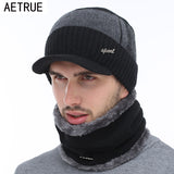 AETRUE Winter Hats Skullies Beanies Hat Winter Beanies For Men Women Wool Scarf Caps Balaclava Mask Gorras Bonnet Knitted Hat-BUFANDA-FOREVER KRN