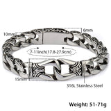 Trendsmax Mens Bracelet 316L Stainless Steel Biker Wristband Vintage Totem Curved Edging Curb Chain HB10-BRACELETS-FOREVER KRN