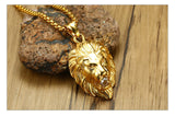 Vnox Punk Lion Head Pendant for Men Necklace Wild Tough Animal Shape Gold Color Stainless Steel Rocky Male Jewelry 24" Box Chain