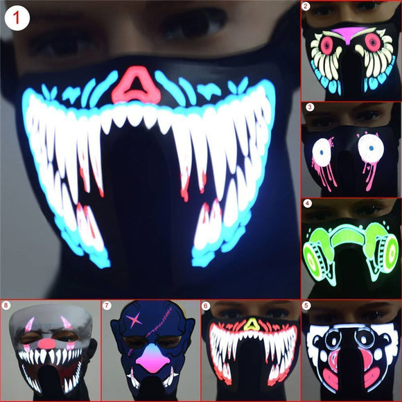 Hot Sale Creative Cool LED Luminous Flashing Half Face Mask Party Event Masks Light Up Dance Halloween Cosplay Waterproof-MASCARA FACIAL-FOREVER KRN