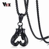 Vnox Drop-shipping Men's Necklace Black Stainless Steel Chain Pair Boxing Glove Pendant Charm Rock Punk Fitness Male Jewelry-COLLARES-FOREVER KRN