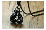 Vnox Drop-shipping Men's Necklace Black Stainless Steel Chain Pair Boxing Glove Pendant Charm Rock Punk Fitness Male Jewelry-COLLARES-FOREVER KRN