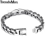 Trendsmax Mens Bracelet 316L Stainless Steel Biker Wristband Vintage Totem Curved Edging Curb Chain HB10-BRACELETS-FOREVER KRN