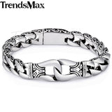 Trendsmax Mens Bracelet 316L Stainless Steel Biker Wristband Vintage Totem Curved Edging Curb Chain HB10-BRACELETS-FOREVER KRN