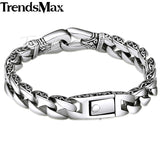 Trendsmax Mens Bracelet 316L Stainless Steel Biker Wristband Vintage Totem Curved Edging Curb Chain HB10-BRACELETS-FOREVER KRN