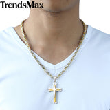 Trendsmax Mens Necklace Pendant Stainless Steel Chain 3 Layer Knight Cross Silver Gold Black Color KP179-KP180-COLLARES-FOREVER KRN