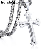 Trendsmax Mens Necklace Pendant Stainless Steel Chain 3 Layer Knight Cross Silver Gold Black Color KP179-KP180-COLLARES-FOREVER KRN